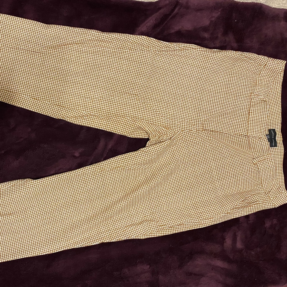 Hounds tooth ankle pant- burnt Orange/white